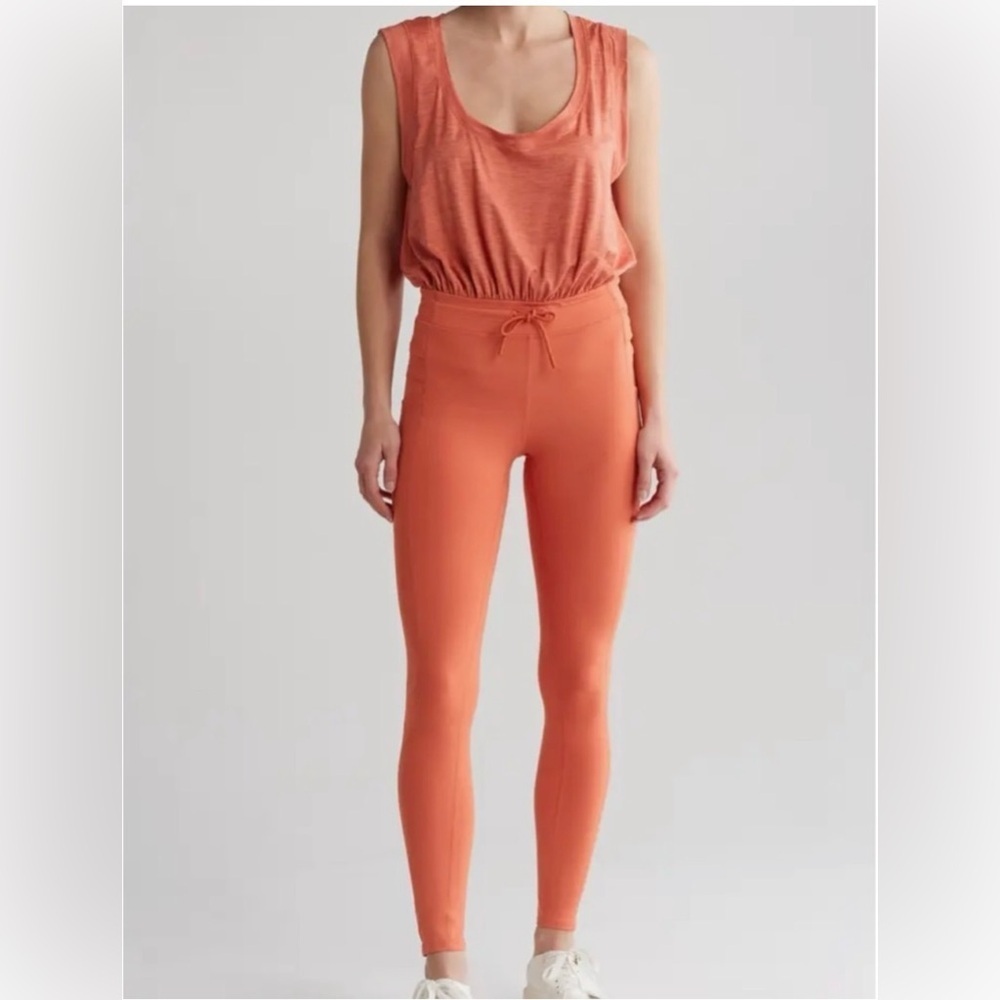 FP Movement Free People Off To The Races Jumpsuit Onesie Orange Small
